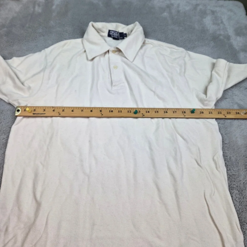 Polo Ralph Lauren Polo Shirt Mens Sz L Vintage Made in USA Pique Cotton Cream